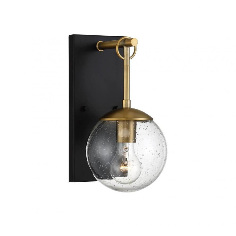 Meridian 1-Light Outdoor Wall Lantern M50029ORBNB 6 Inch 1 Light Oil Rubbed Bronze with Natural Brass Outdoor Wall Sconce Light Damp Rated