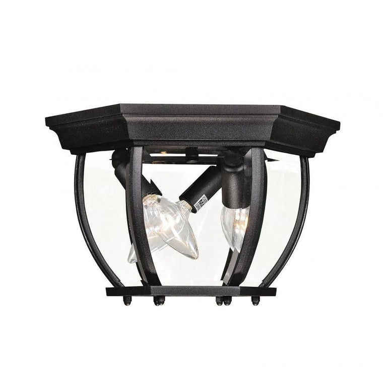 Meridian 3-Light Outdoor Ceiling Light M50059BK 9 Inch 3 Light Black Outdoor  Flush Mount Wet Rated