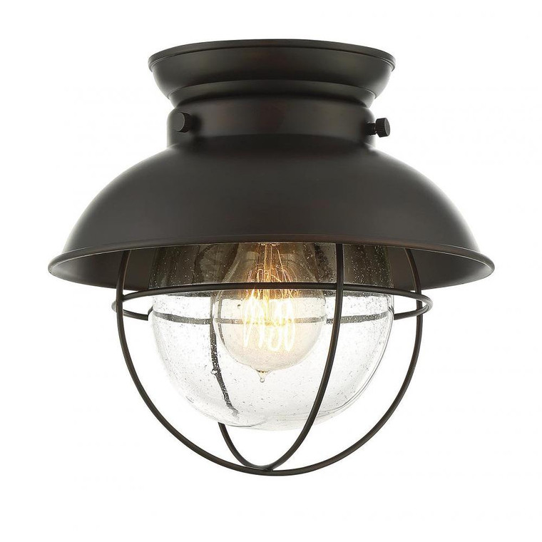 Meridian 1-Light Ceiling Light M60009ORB 9 Inch 1 Light Oil Rubbed Bronze Flush Mount Damp Rated