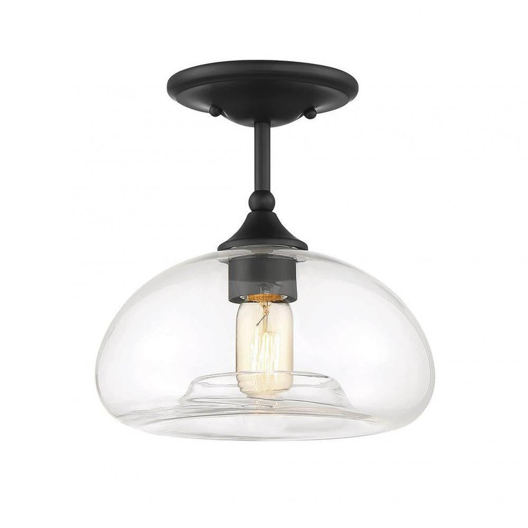 Meridian 1-Light Ceiling Light M60017MBK 10 Inch 1 Light Matte Black Semi-Flush Dry Rated