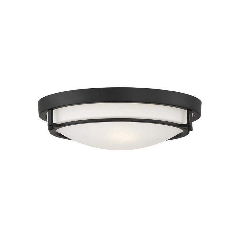 Meridian 2-Light Ceiling Light M60019MBK 13 Inch 2 Light Matte Black Semi-Flush Dry Rated