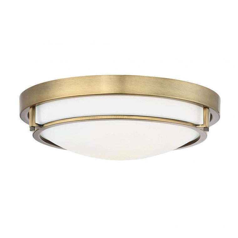 Meridian 2-Light Ceiling Light M60019NB 13 Inch 2 Light Natural Brass Flush Mount Dry Rated