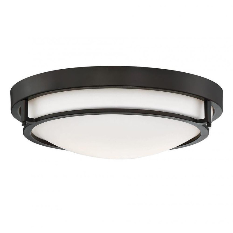 Meridian 2-Light Ceiling Light M60019ORB 13 Inch 2 Light Oil Rubbed Bronze Flush Mount Dry Rated