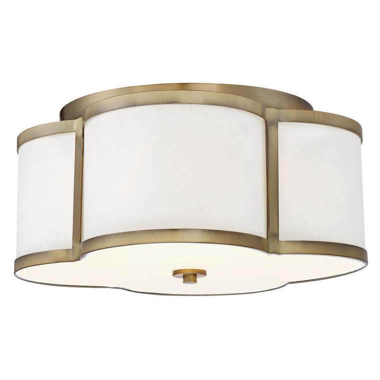 Meridian 3-Light Ceiling Light M60020NB 16 Inch 3 Light Natural Brass Flush Mount Dry Rated