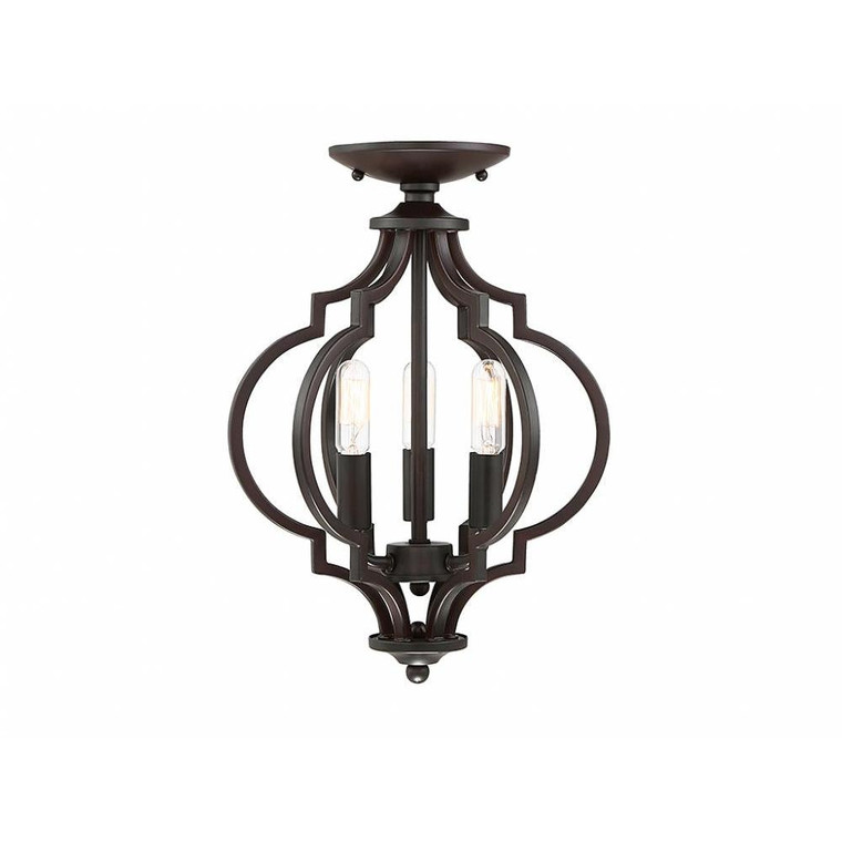 Meridian 3-Light Convertible Semi-Flush or Pendant M60055ORB 11 Inch 3 Light Oil Rubbed Bronze Convertible Dry Rated