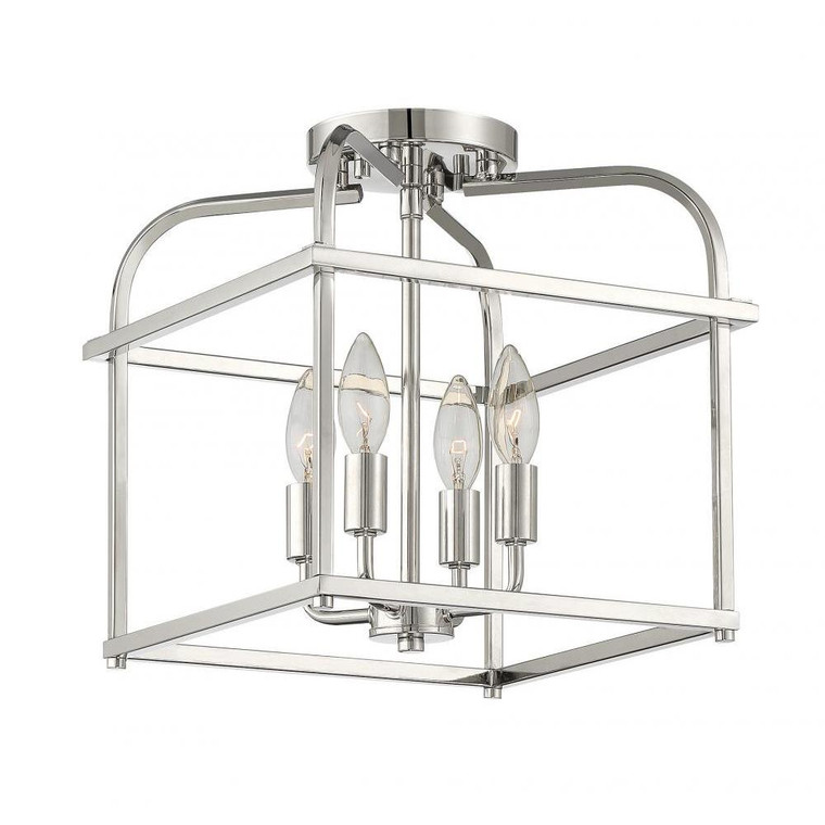 Meridian 4-Light Ceiling Light M60061PN 12 Inch 4 Light Polished Nickel Semi-Flush Dry Rated