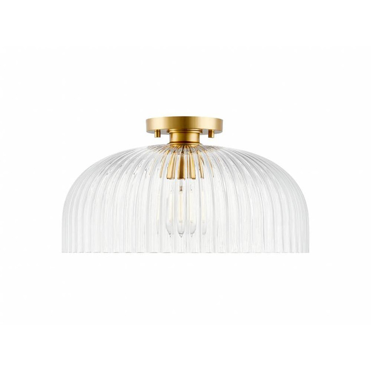 Meridian 1-Light Ceiling Light M60080NB 16 Inch 1 Light Natural Brass Semi-Flush Dry Rated