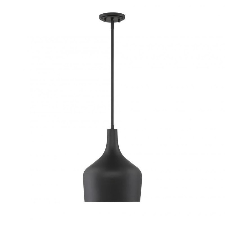 Meridian 1-Light Pendant M70020MBK 10 Inch 1 Light Matte Black Pendant Dry Rated