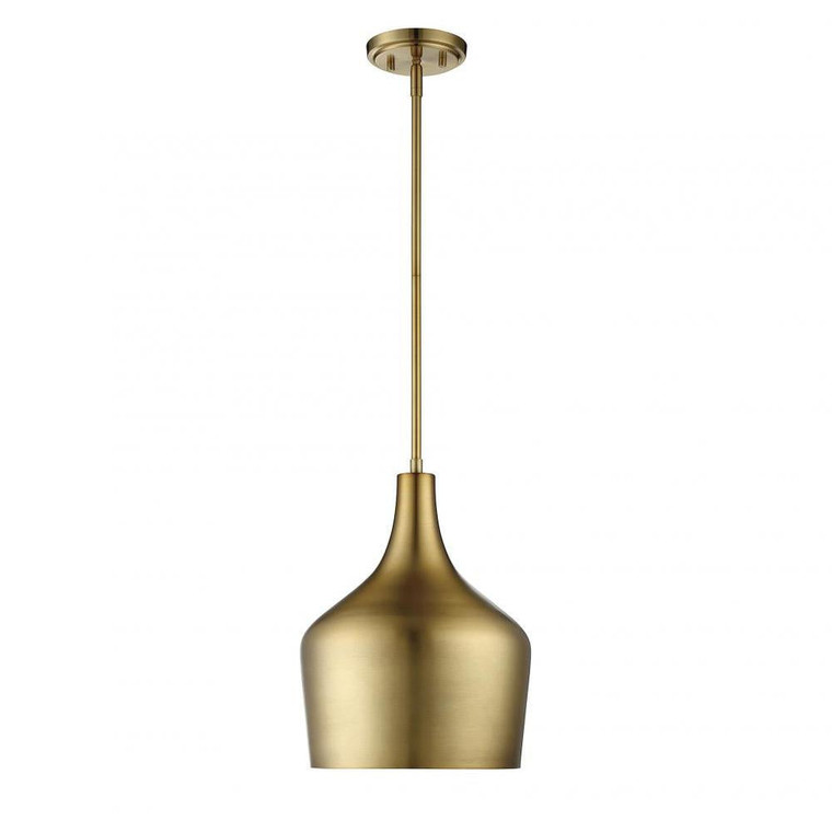 Meridian 1-Light Pendant M70020NB 10 Inch 1 Light Natural Brass Pendant Dry Rated