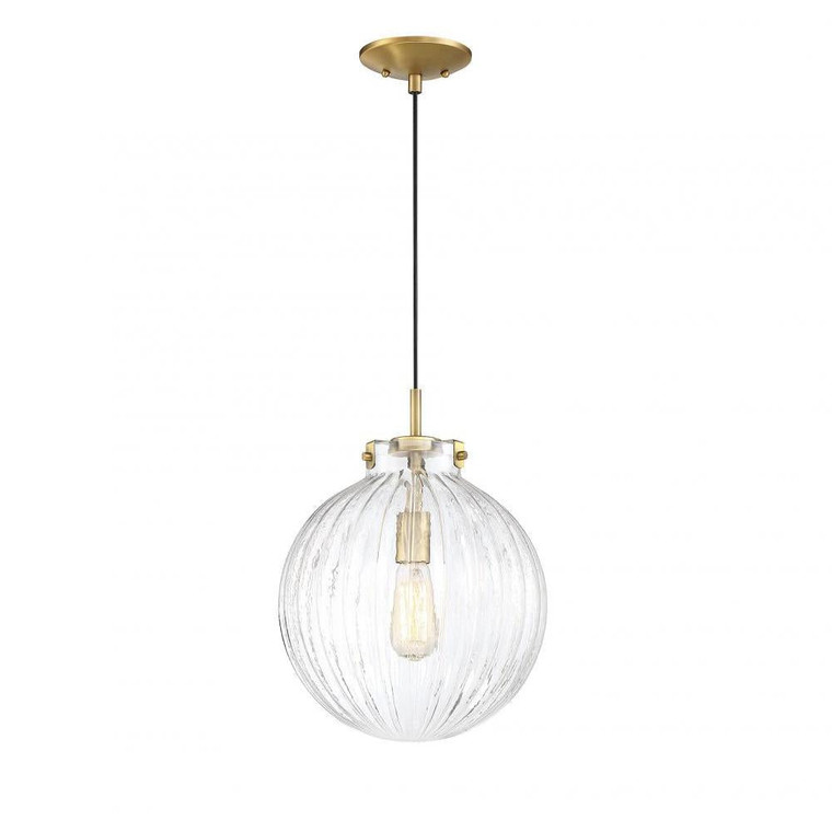 Meridian 1-Light Mini Pendant M70068NB 12 Inch 1 Light Natural Brass Mini Pendant Light – Kitchen Island Lighting Dry Rated