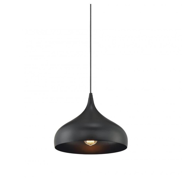 Meridian 1-Light Plug-In Mini Pendant M70075MBK 12 Inch 1 Light Matte Black Mini Pendant Light – Kitchen Island Lighting Dry Rated