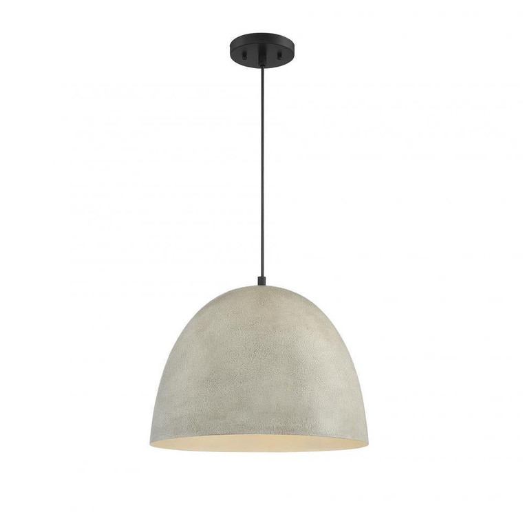 Meridian 1-Light Pendant M70093CMBK 16 Inch 1 Light Concrete with Matte Black Pendant Dry Rated