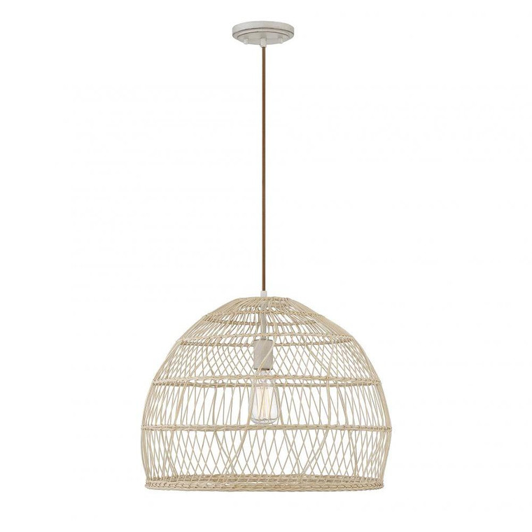 Meridian 1-Light Pendant M70106NR 20 Inch 1 Light Natural Rattan with a Matching Socket Pendant Dry Rated