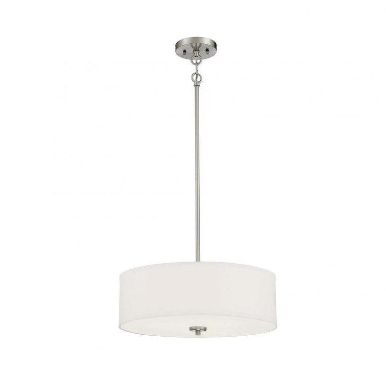 Meridian 3-Light Pendant M70109BN 18 Inch 3 Light Brushed Nickel Pendant Dry Rated