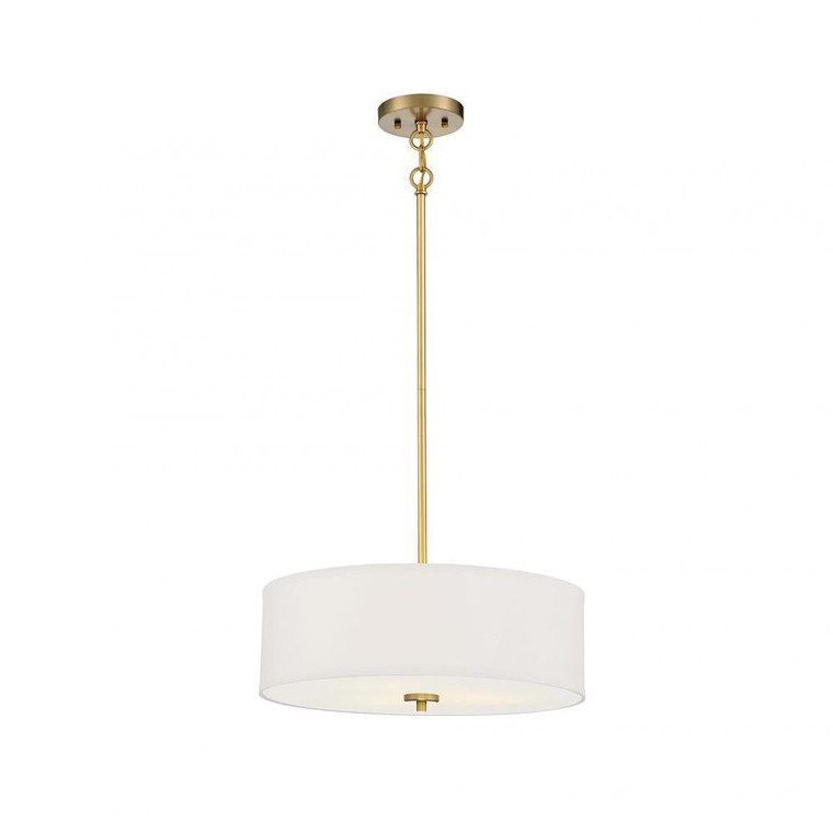 Meridian 3-Light Pendant M70109NB 18 Inch 3 Light Warm Brass Pendant Dry Rated