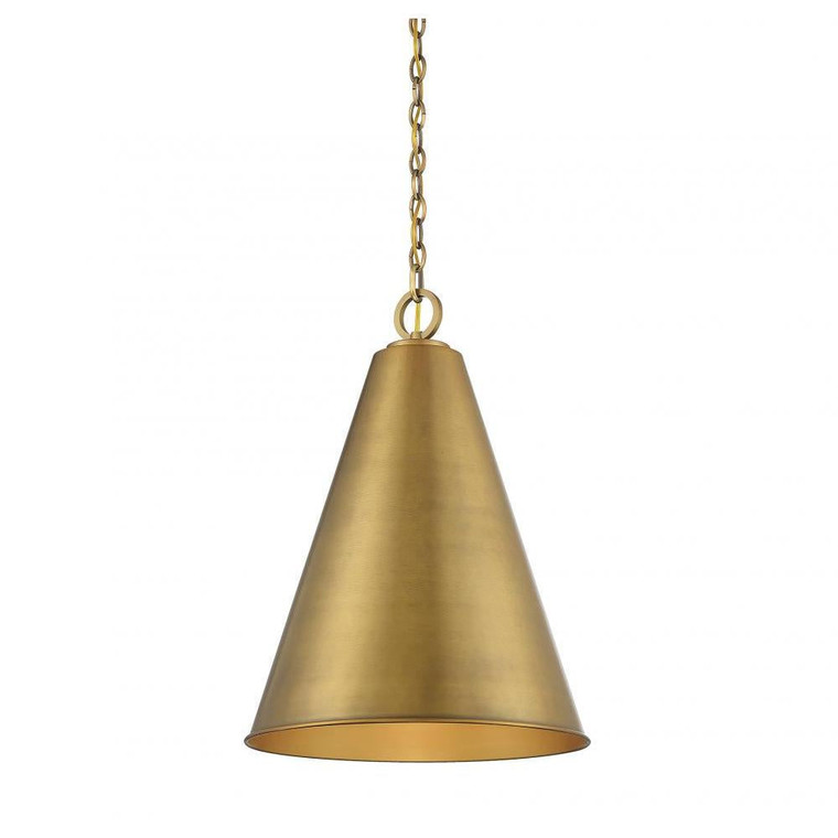 Meridian 1-Light Pendant M70112NB 18 Inch 1 Light Natural Brass Pendant Dry Rated