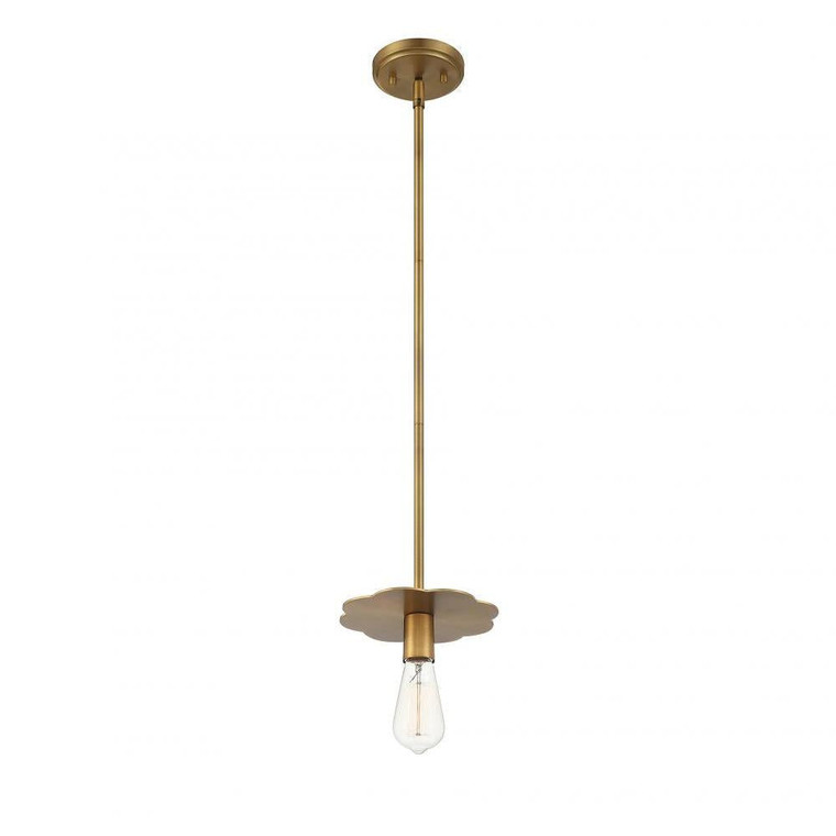 Meridian 1-Light Mini Pendant M70113NB 8 Inch 1 Light Natural Brass Mini Pendant Light – Kitchen Island Lighting Dry Rated