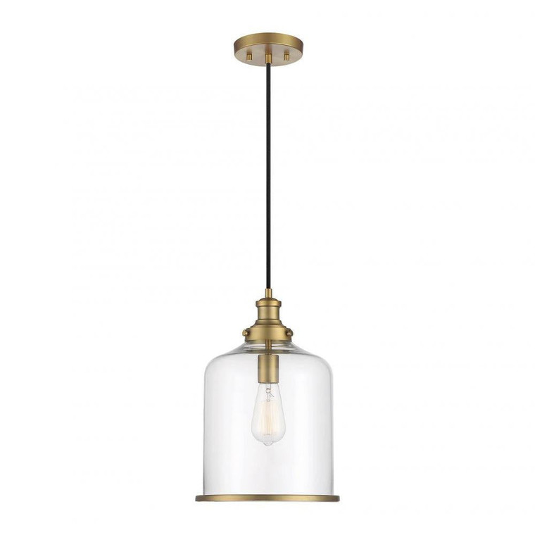 Meridian 1-Light Pendant M70120NB 10 Inch 1 Light Natural Brass Pendant Dry Rated