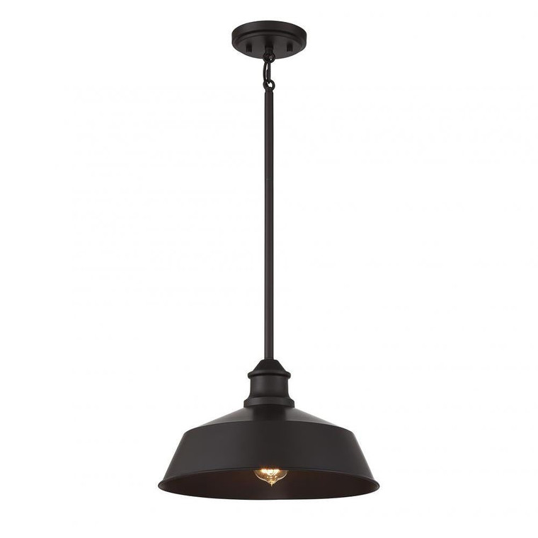 Meridian 1-Light Pendant M7021ORB 14 Inch 1 Light Oil Rubbed Bronze Pendant Dry Rated