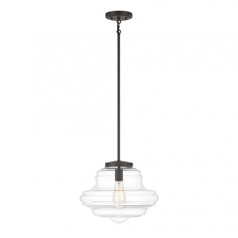 Meridian 1-Light Pendant M7022ORB 15 Inch 1 Light Oil Rubbed Bronze Pendant Dry Rated