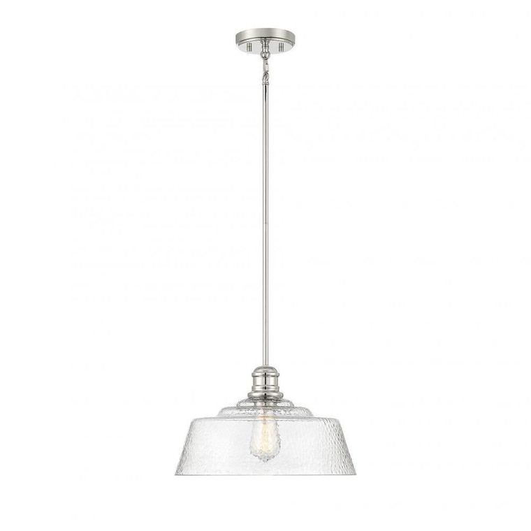 Meridian 1-Light Pendant M7023PN 15 Inch 1 Light Polished Nickel Pendant Dry Rated