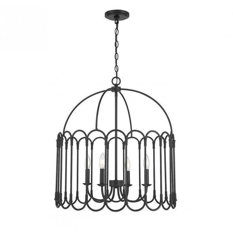 Meridian 4-Light Pendant M7029MBK 24 Inch 4 Light Matte Black Pendant Dry Rated