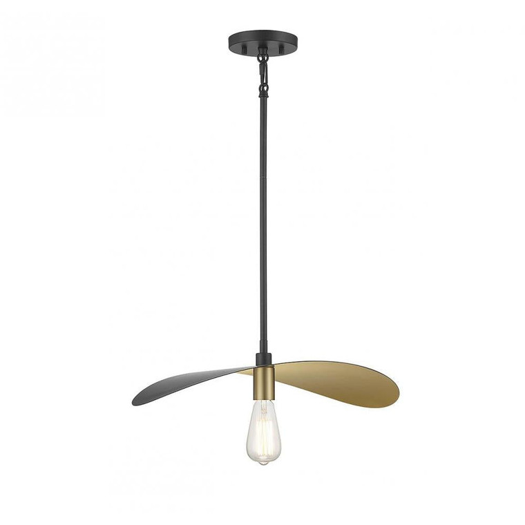 Meridian 1-Light Pendant M7031MBKNB 20 Inch 1 Light Matte Black and Painted Gold Pendant Dry Rated