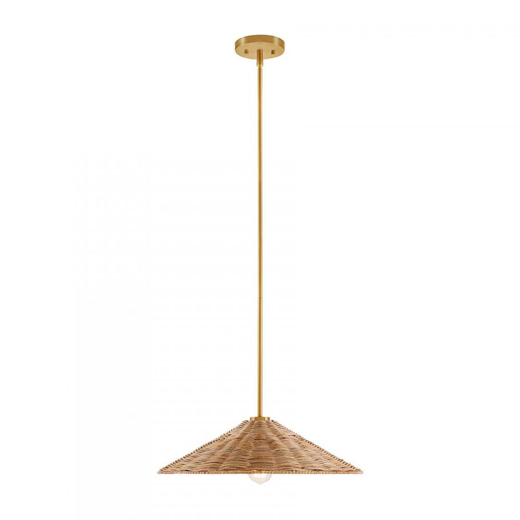 Meridian 1-Light Pendant M7041NB 20 Inch 1 Light Natural Brass Pendant Dry Rated
