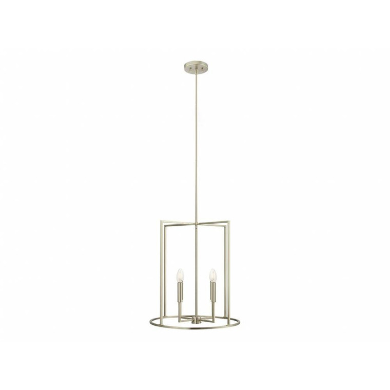 Meridian 4-Light Pendant M7044BN 19 Inch 4 Light Brushed Nickel Pendant Dry Rated