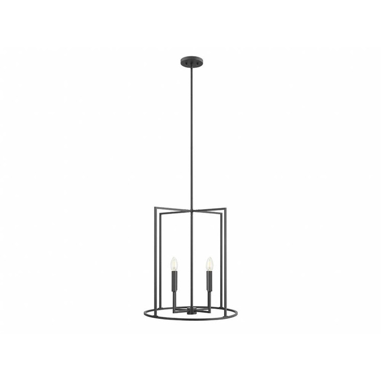 Meridian 4-Light Pendant M7044MBK 19 Inch 4 Light Matte Black Pendant Dry Rated