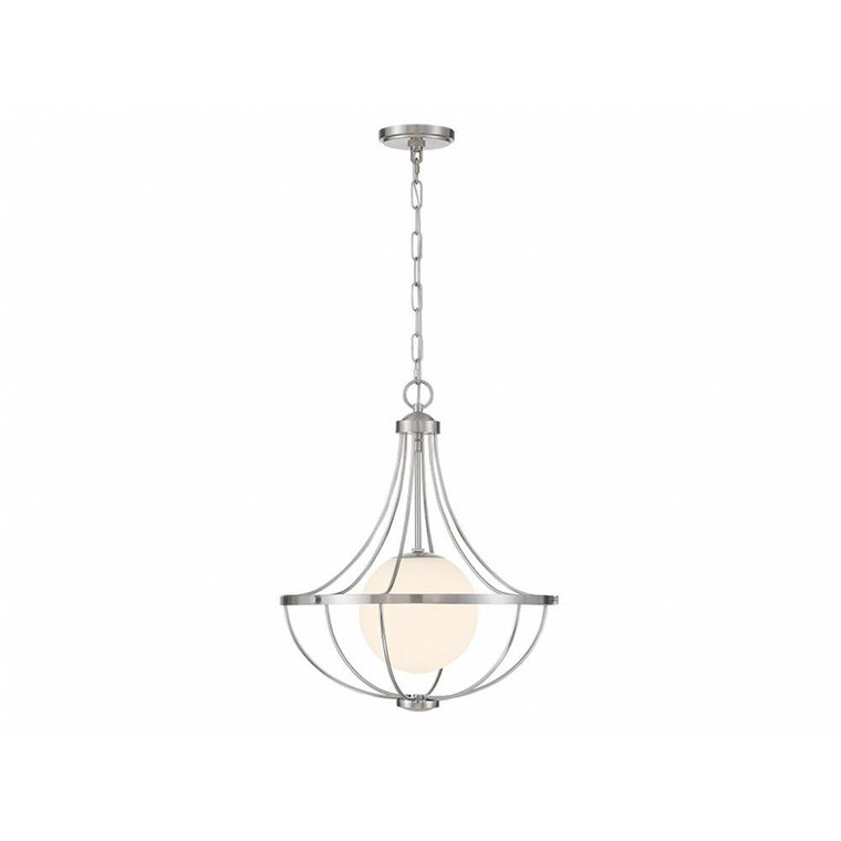Meridian 1-Light Pendant M7047BN 18 Inch 1 Light Brushed Nickel Pendant Dry Rated