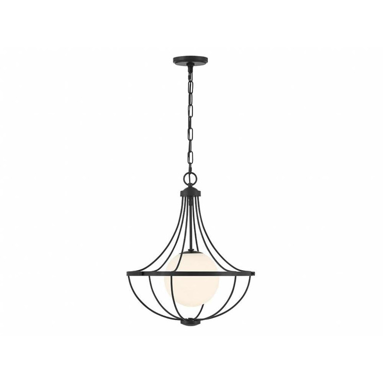 Meridian 1-Light Pendant M7047MBK 18 Inch 1 Light Matte Black Pendant Dry Rated