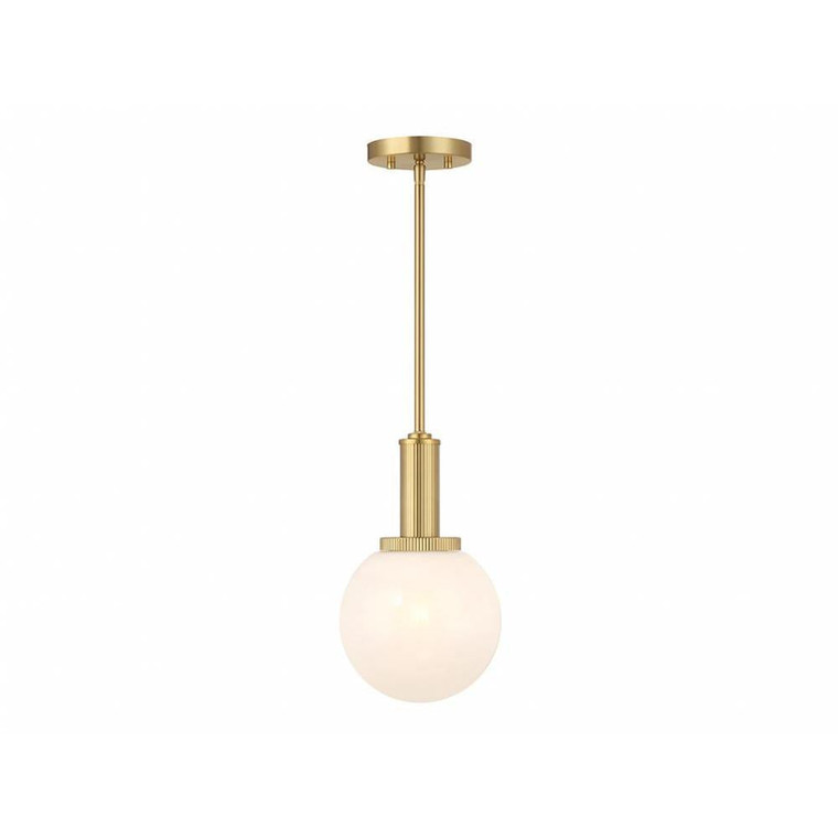Meridian 1-Light Pendant M7050NB 8 Inch 1 Light Natural Brass Pendant Dry Rated
