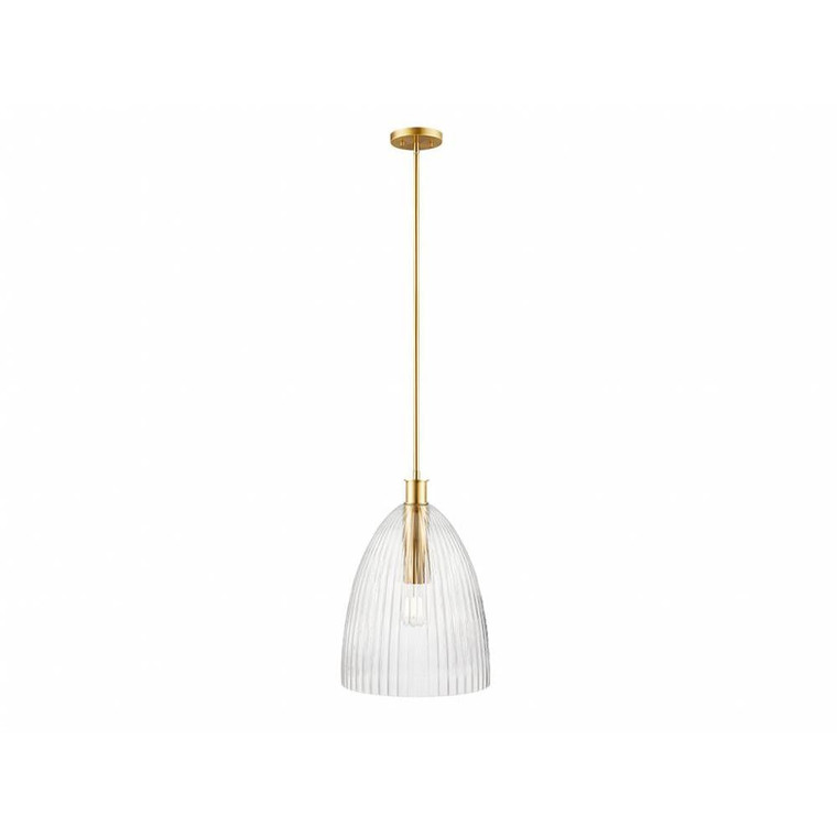Meridian 1-Light Pendant M7052NB 14 Inch 1 Light Natural Brass Pendant Dry Rated