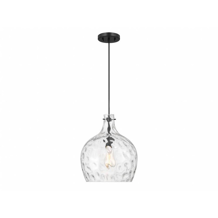 Meridian 1-Light Pendant M7053MBK 12 Inch 1 Light Matte Black Pendant Dry Rated