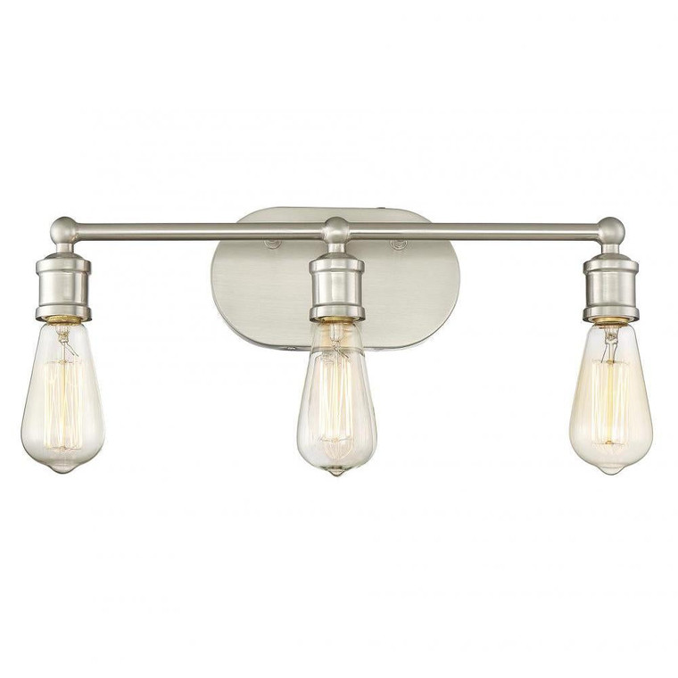 Meridian 3-Light Bathroom Vanity Light M80012BN 18 Inch 3 Light Brushed Nickel Bathroom Vanity Light Damp Rated