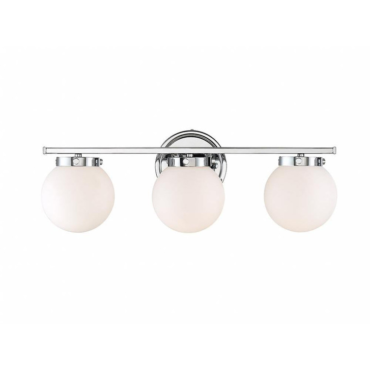 Meridian 3-Light Bathroom Vanity Light M80023CH 24 Inch 3 Light Chrome Bathroom Vanity Light Damp Rated