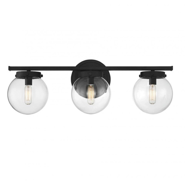 Meridian 3-Light Bathroom Vanity Light M80024MBK 24 Inch 3 Light Matte Black Bathroom Vanity Light Damp Rated