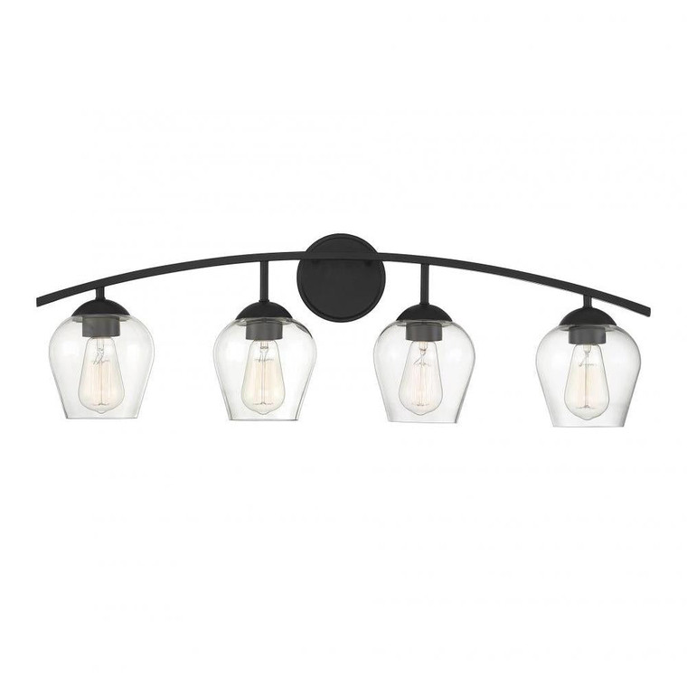 Meridian 4-Light Bathroom Vanity Light M80033MBK 32 Inch 4 Light Matte Black Bathroom Vanity Light Damp Rated
