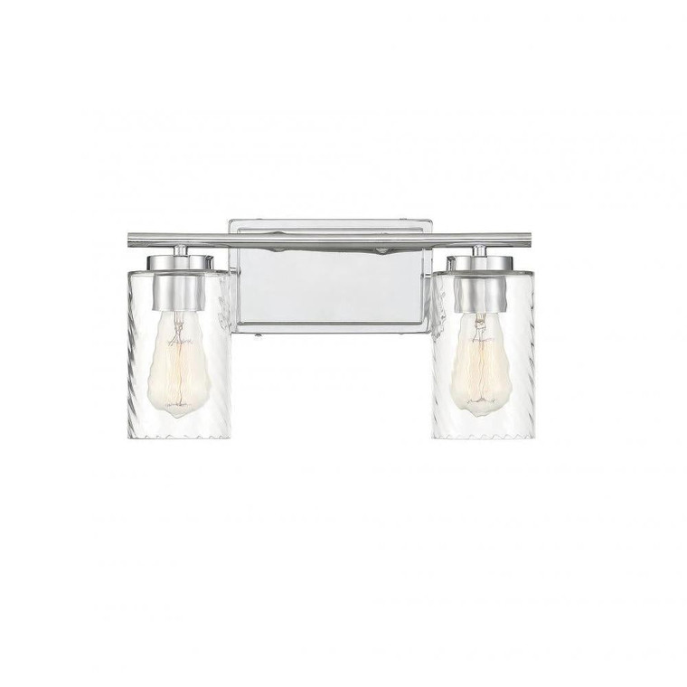 Meridian 2-Light Bathroom Vanity Light M80037CH 15 Inch 2 Light Chrome Bathroom Vanity Light Damp Rated