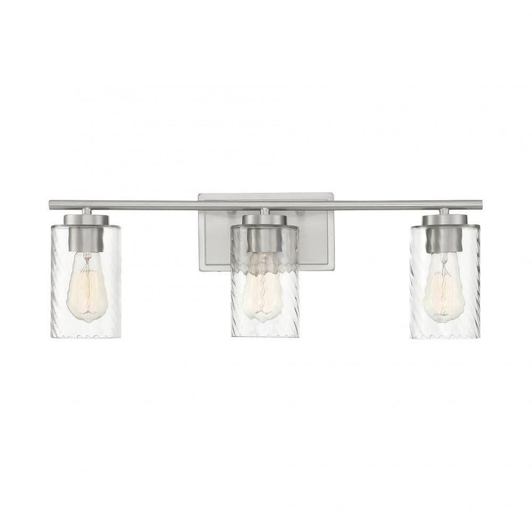 Meridian 3-Light Bathroom Vanity Light M80038BN 24 Inch 3 Light Brushed Nickel Bathroom Vanity Light Damp Rated