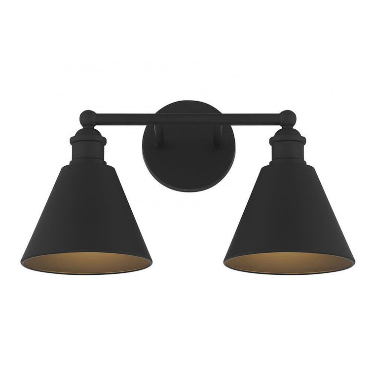 Meridian 2-Light Bathroom Vanity Light M80063MBK 17 Inch 2 Light Matte Black Bathroom Vanity Light Damp Rated