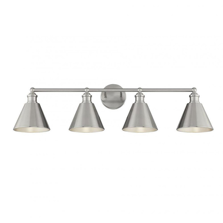 Meridian 4-Light Bathroom Vanity Light M80065BN 37 Inch 4 Light Brushed Nickel Bathroom Vanity Light Damp Rated