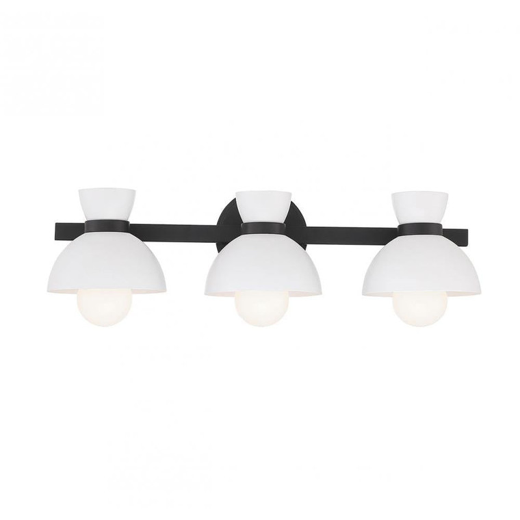 Meridian 3-Light Bathroom Vanity Light M80075MBK 24 Inch 3 Light Matte Black Bathroom Vanity Light Damp Rated