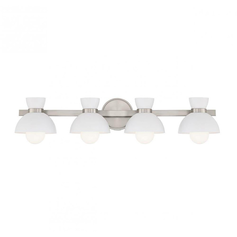 Meridian 4-Light Bathroom Vanity Light M80076BN 33 Inch 4 Light Brushed Nickel Bathroom Vanity Light Damp Rated