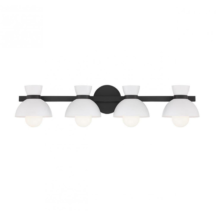 Meridian 4-Light Bathroom Vanity Light M80076MBK 33 Inch 4 Light Matte Black Bathroom Vanity Light Damp Rated