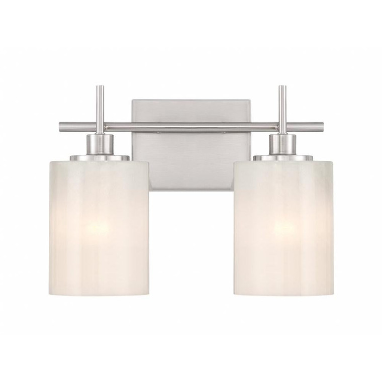 Meridian 2-Light Bathroom Vanity Light M80083BN 14 Inch 2 Light Brushed Nickel Bathroom Vanity Light Damp Rated