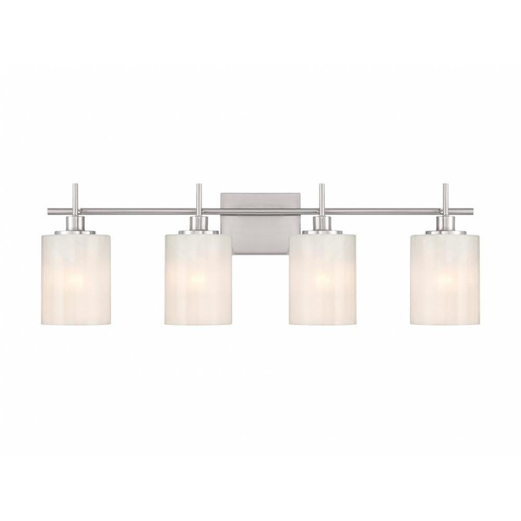 Meridian 4-Light Bathroom Vanity Light M80085BN 30 Inch 4 Light Brushed Nickel Bathroom Vanity Light Damp Rated