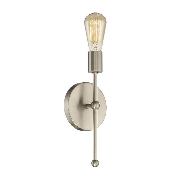Meridian 1-Light Wall Sconce M90005-SN 5 Inch 1 Light Satin Nickel Sconce Damp Rated