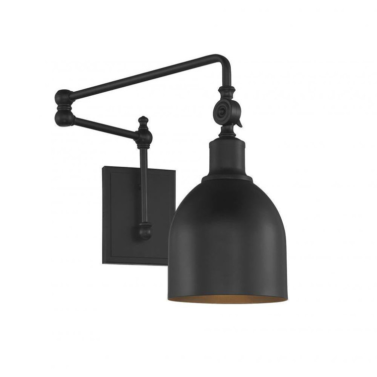 Meridian 1-Light Adjustable Wall Sconce M90019MBK 6 Inch 1 Light Matte Black Sconce Damp Rated
